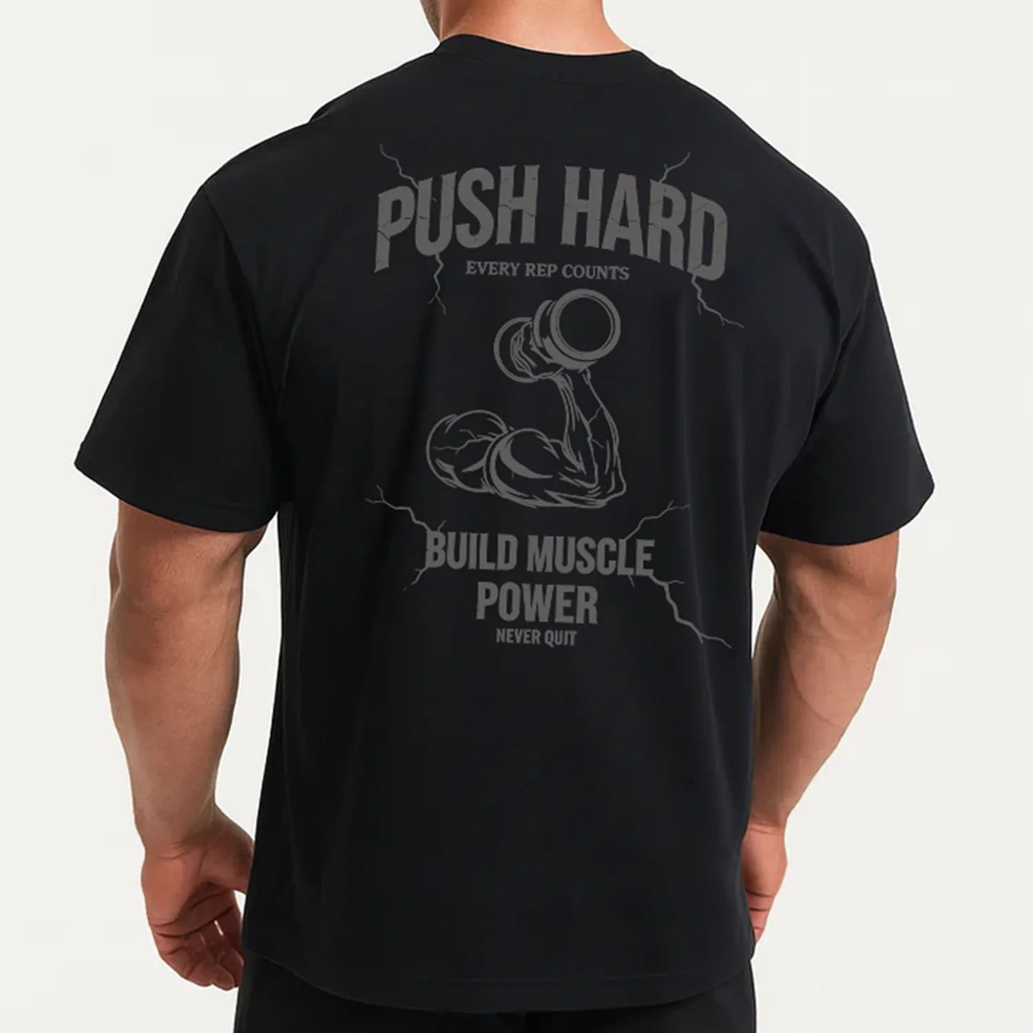 

Men's Black Gym T-Shirt 100% Cotton Loose Short Sleeve Breathable Muscle Bodybuilding Workout Tee