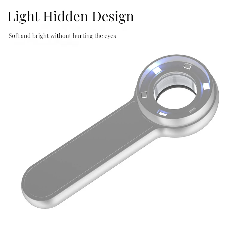 Magnifier 10 Times Optical Glass Loupe with 6 Lamps Handheld Portable Magnifier for Cultural Relics Identification Lupa