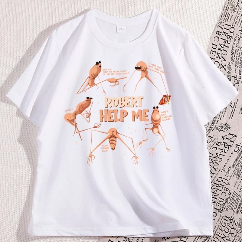 ماركوس الدودة مضحك ميمي روبرت مساعدتي تي شيرت مضحك رجل امرأة القطن الجرافيك تيز عالية الجودة قصيرة الأكمام جولة الرقبة المحملة #3