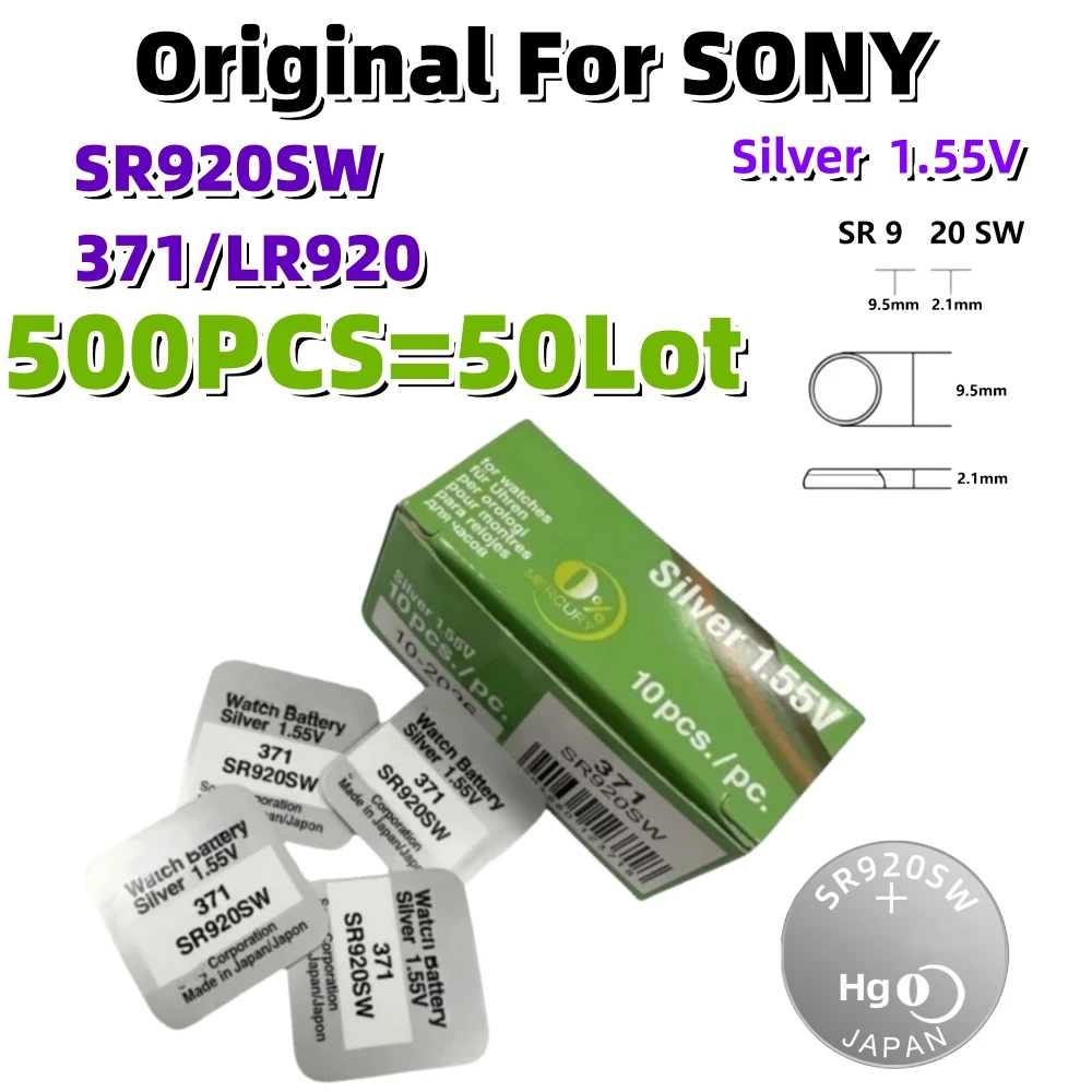 

500PCS SR920SW Original For SONY AG6 371 LR920 SR927 171 370 L921 LR69 SR920 Button Batteries For Watch Toys Remote Cell Coin