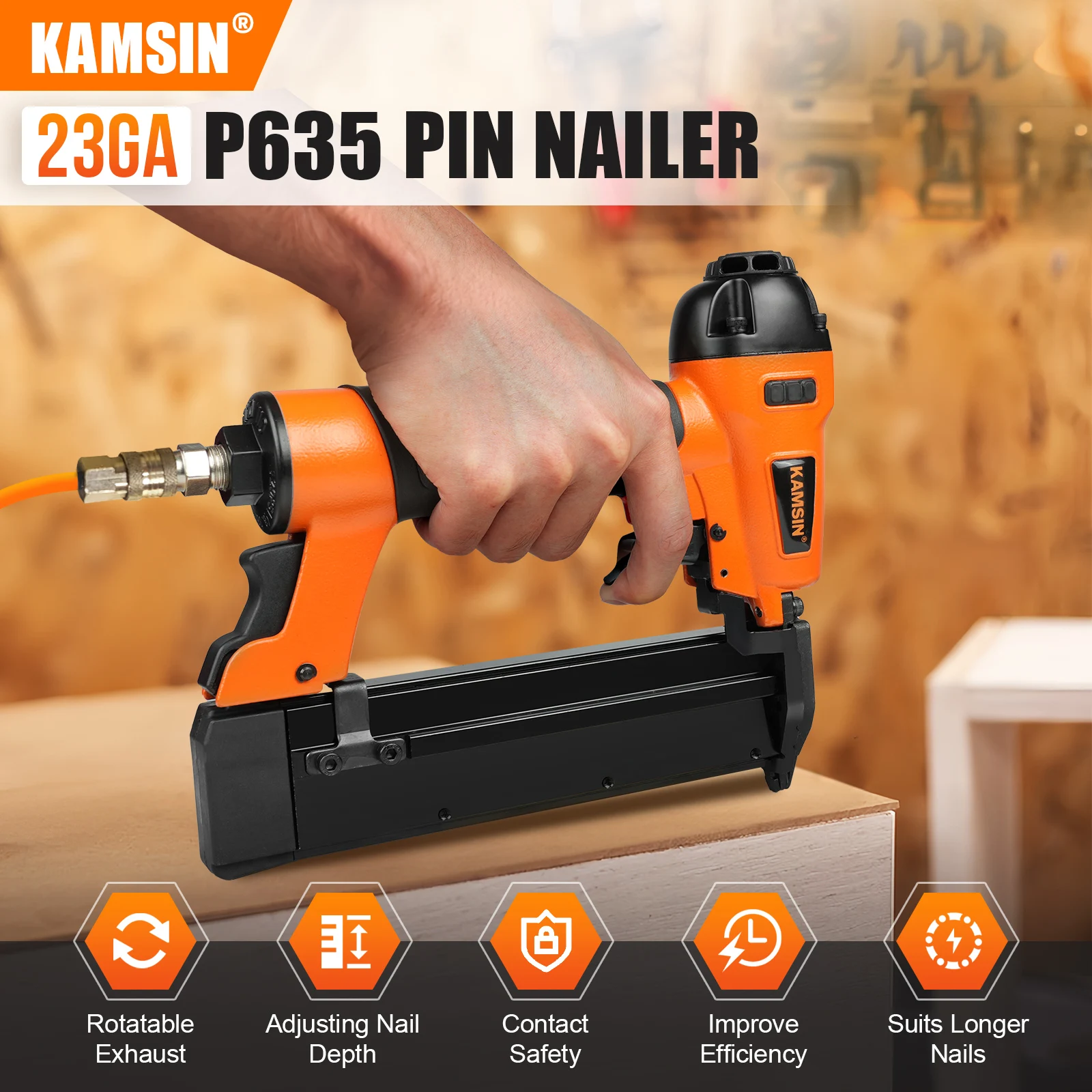 

P635 pneumatic mosquito nail gun 30 mosquito nail gun sound-muting mosquito nail grab carpentry 35mm text needle gun pattern nai