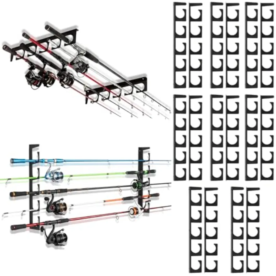 

Set Fishing Rod Holders for H5 Wall Ceiling Mounted Fishing Pole Racks Horizontal Pole Storage Holders for Garage Boats Door Ro