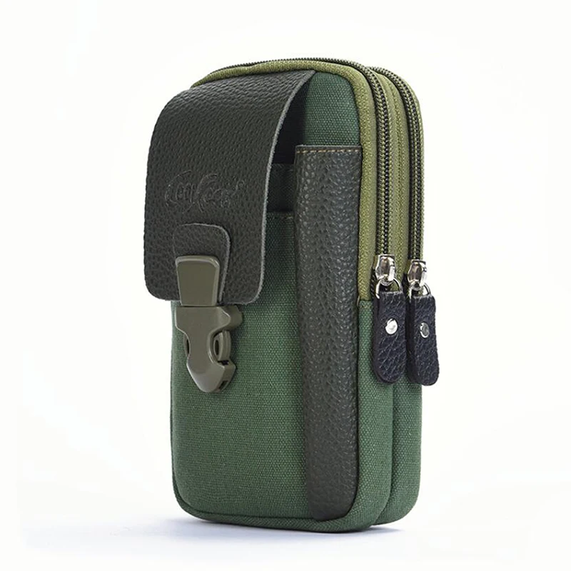 Casual Male Zipper Men Waist Bags Small Solid Color Card Holder 4 Inch Phone Packs Belt Fanny Purse