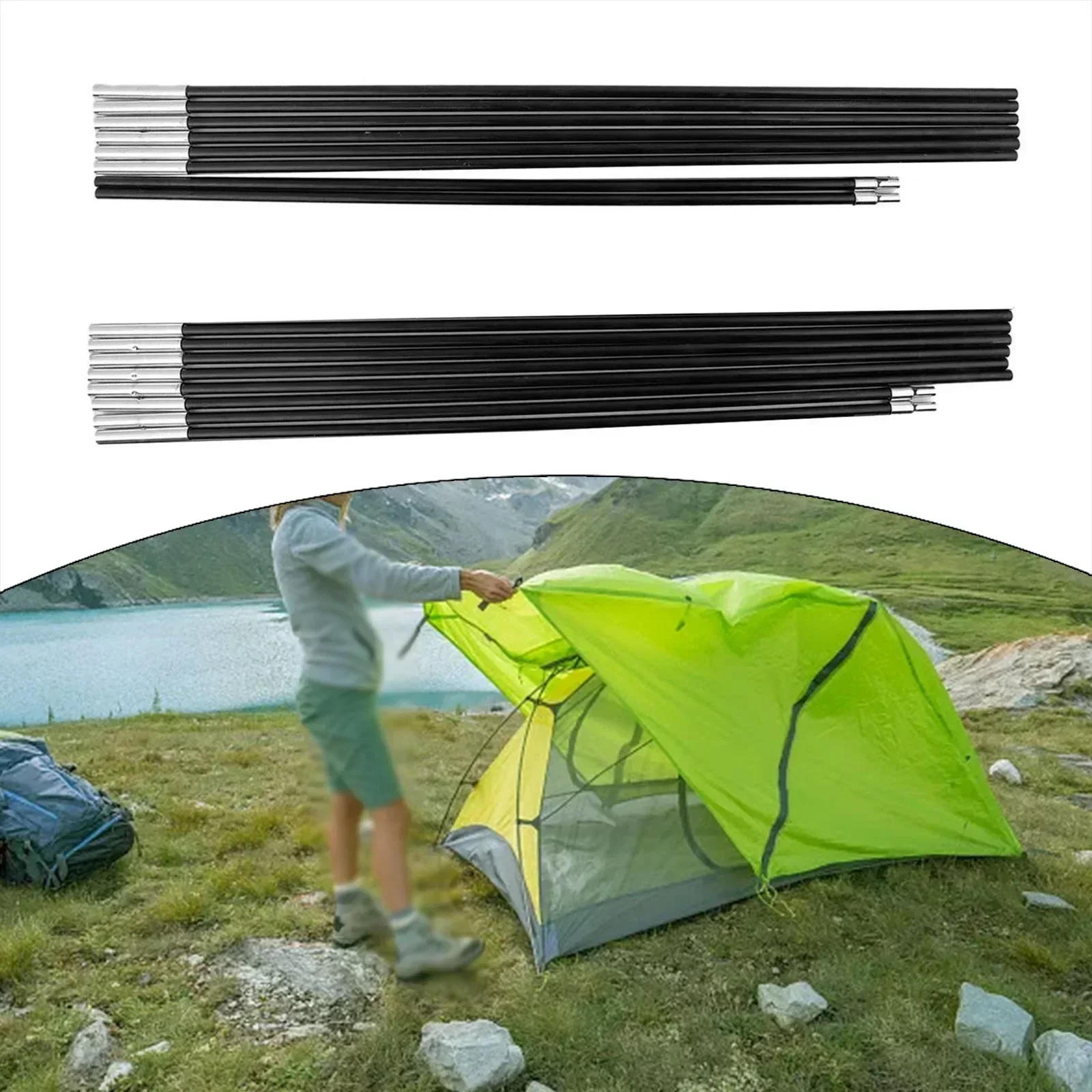 

1 Set Tent Rod 3m-4.9m Fiberglass Camping Tent Pole Bars Outdoor Support Rods Awning Frames Camping Tent Kit N E W