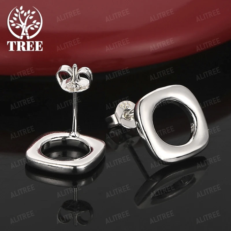 

Popular 925 Sterling Silver Square Hollow Out Stud Earring Women Fashion Party Engagement Wedding Birthday Gift Fine Jewelry