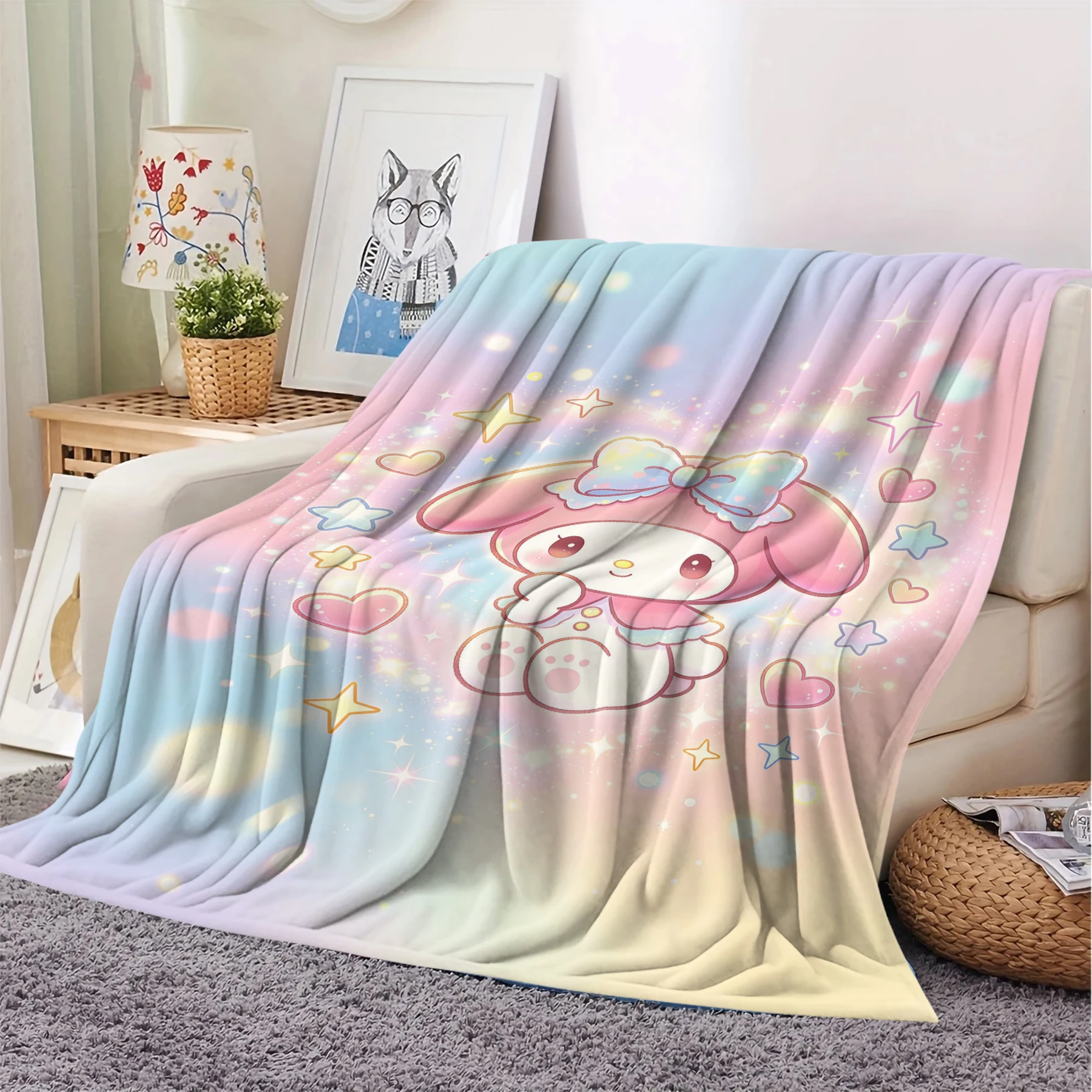 

Плед Sanrio My Melody Dreamy Flanne для путешествий, автомобильный плед, плед для детской комнаты, плед для сна, идеальный подарок для девочек, детей, друзей