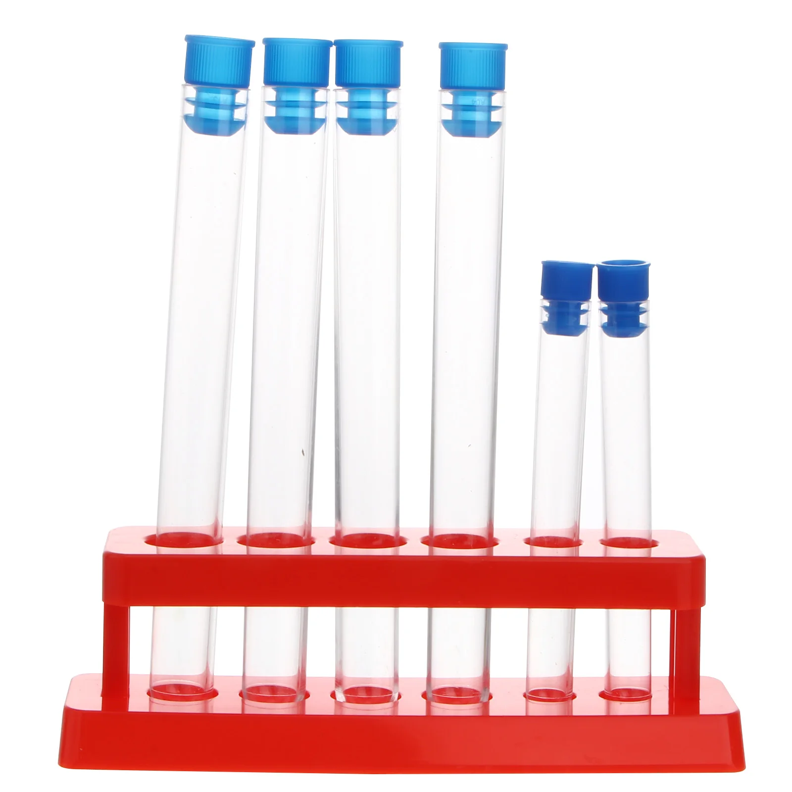 

1 set Test Tubes with Random Color Plugs Clear Plastic ABS Material Test Tube Rack for Lab Craft School Teaching