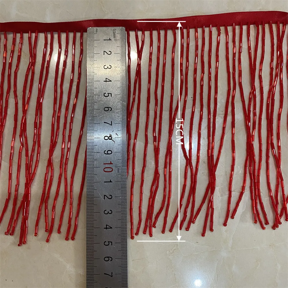 40CM/lot 15cm Width High Quality Tassel beaded fringe trim for Craft DIY Wedding Jewelry beaded fringe trim tassels for crafts