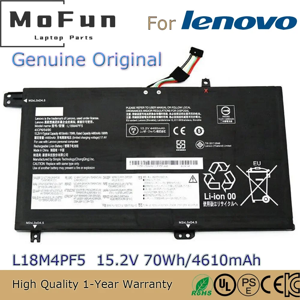 

Brand New Original L18M4PF5 15.2V 70Wh Laptop Battery for Lenovo IdeaPad S540-15IWL S540-15IML L18L4PF0 SB10W67370 etc.