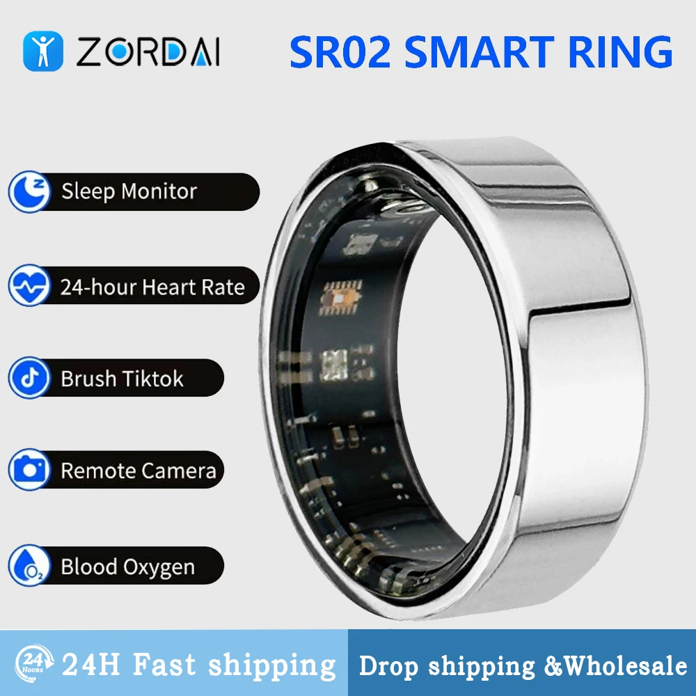 Anillo inteligente 2024 para hombres y mujeres, Monitor de ritmo cardíaco, oxígeno en sangre, salud del sueño, anillo deportivo para Fitness para Android IOS Android