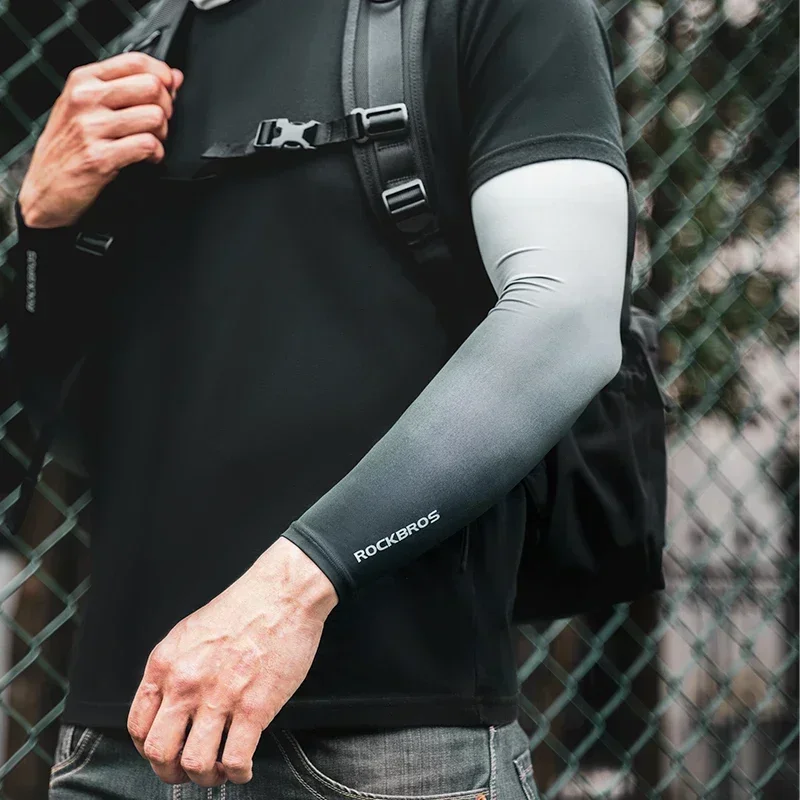 ROCKBROS Arm Sleeves Gradient Color Running Fishing Sunscreen Sleeve Summer Cool Quick Dry Breathable Ice Silk Cycling Equipment