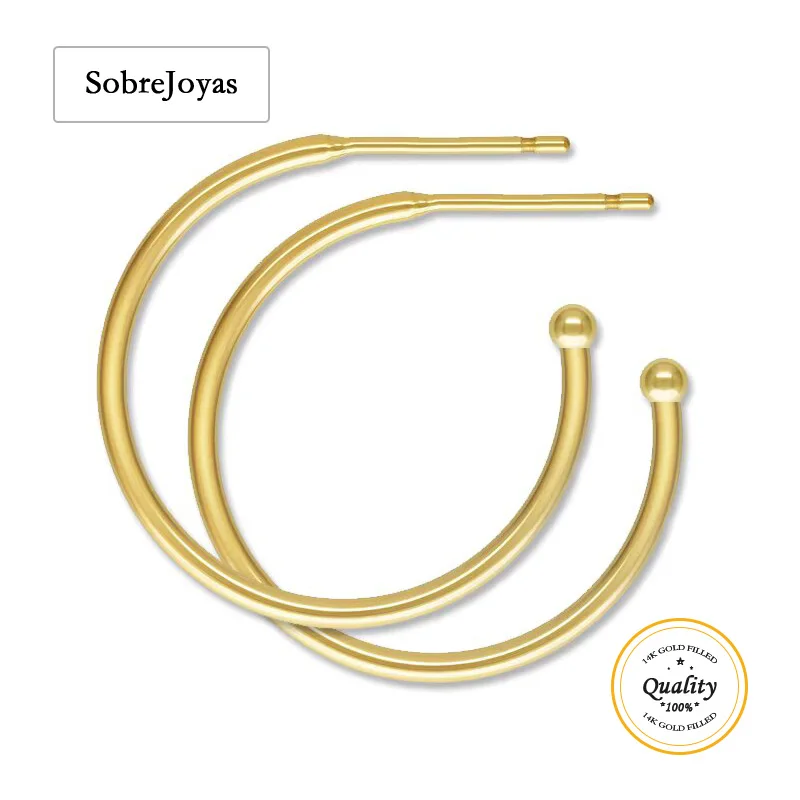 14kt Gold Filled C Hoop Earrings with Studs Modern Post Hoop Stud Earring Set Basic Hoop Jewelry for Women