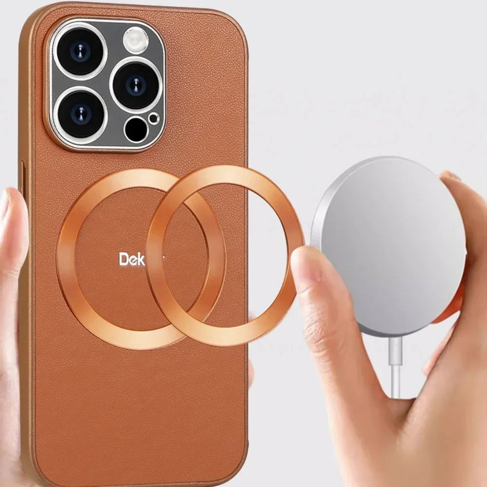 Luxury Ultra Thin Leather Case For iPhone 14 Pro Max 12 13 15 Pro Max Magnetic Wireless Charging Protection Case Accessorie