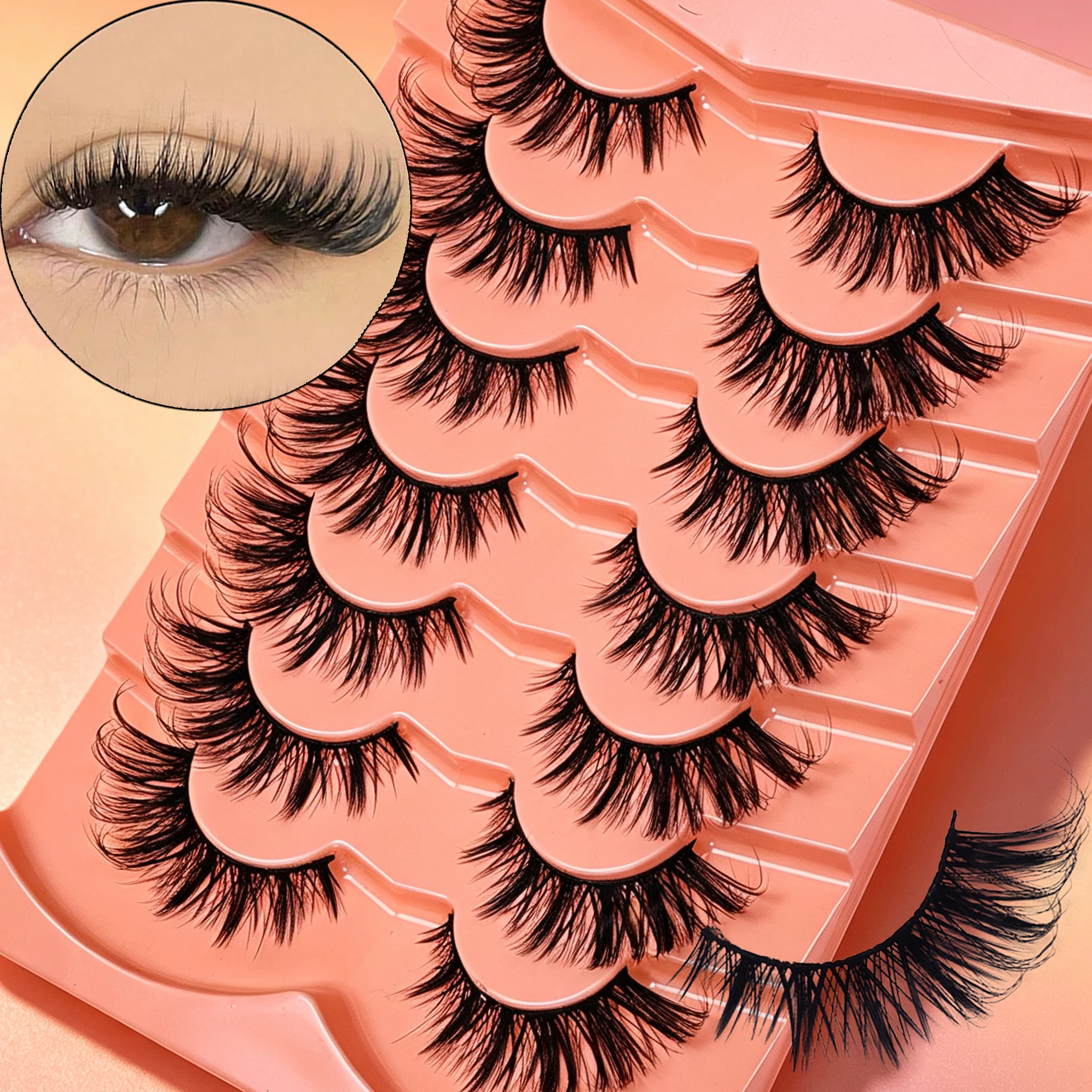 7 Pairs Cat Eye False Eyelashes Manga Lashes Soft Natural Look Reusable Fake Eyelashes for Daily Party Eye Makeup