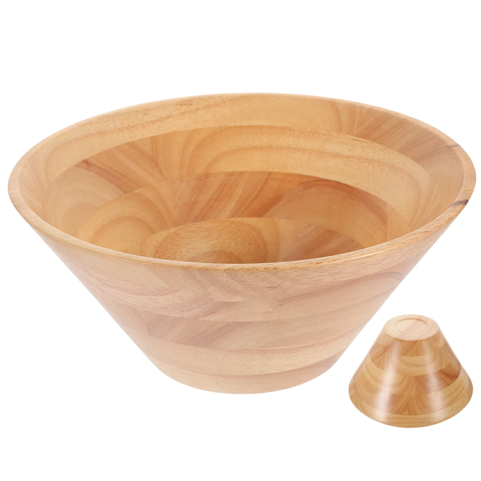 

Wooden Fruit Trumpet Bowl Retro Design Hard Smooth Multi-use Salad Serving Bowls Wooden Mixing Fruit Bowls Soup Rice