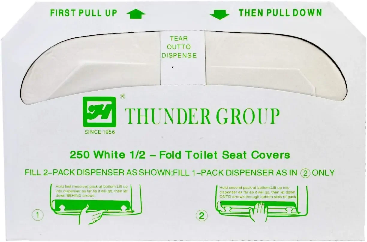 Half fold paper toilet seat covers (sold by case. 250 sheet/pack, 20 pack/case), comes in case