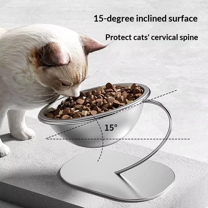 

Stainless Steel Pet Bowl with Elevated Stand, Neck-Protective Cat & Dog Bowl, Anti-Tip Large Capacity Pet Feeding Bowl