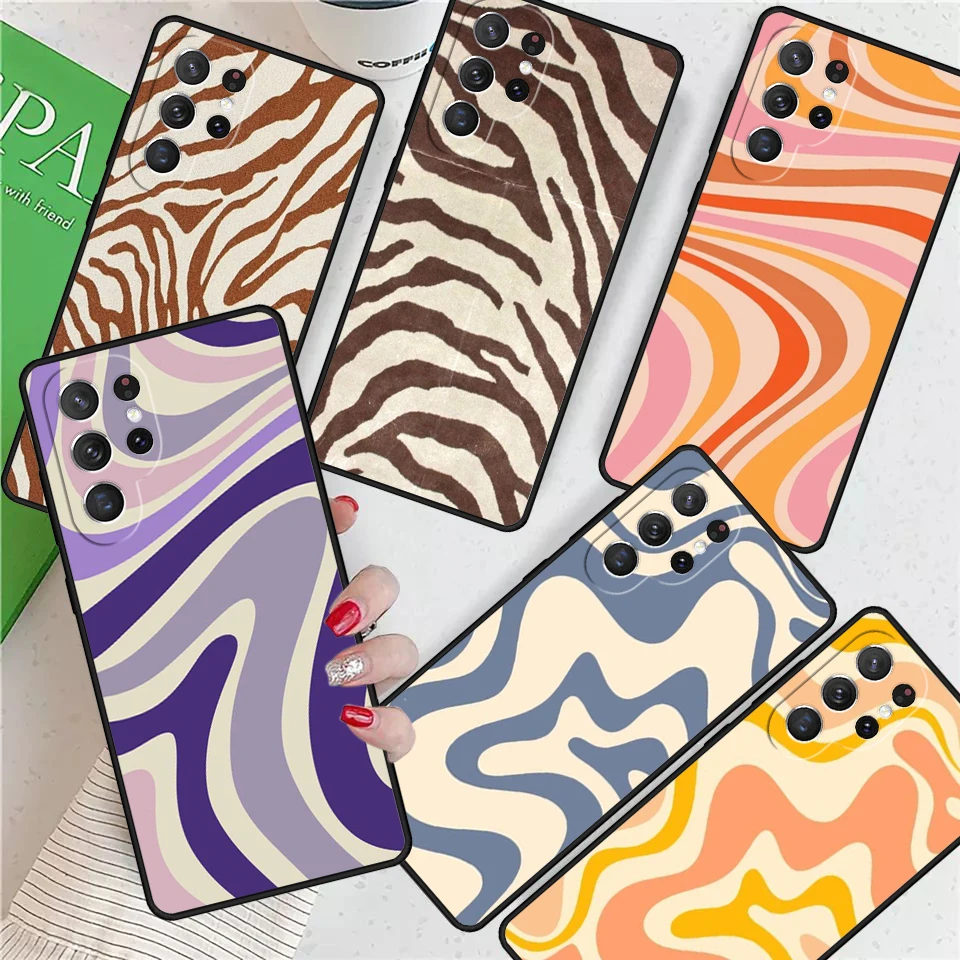 Retro Liquid Swirl Abstract For Samsung Galaxy S24 Ultra S21 S22 S8 S9 S10 5G Note 10 20 Plus FE S23 Phone case Cover Coque