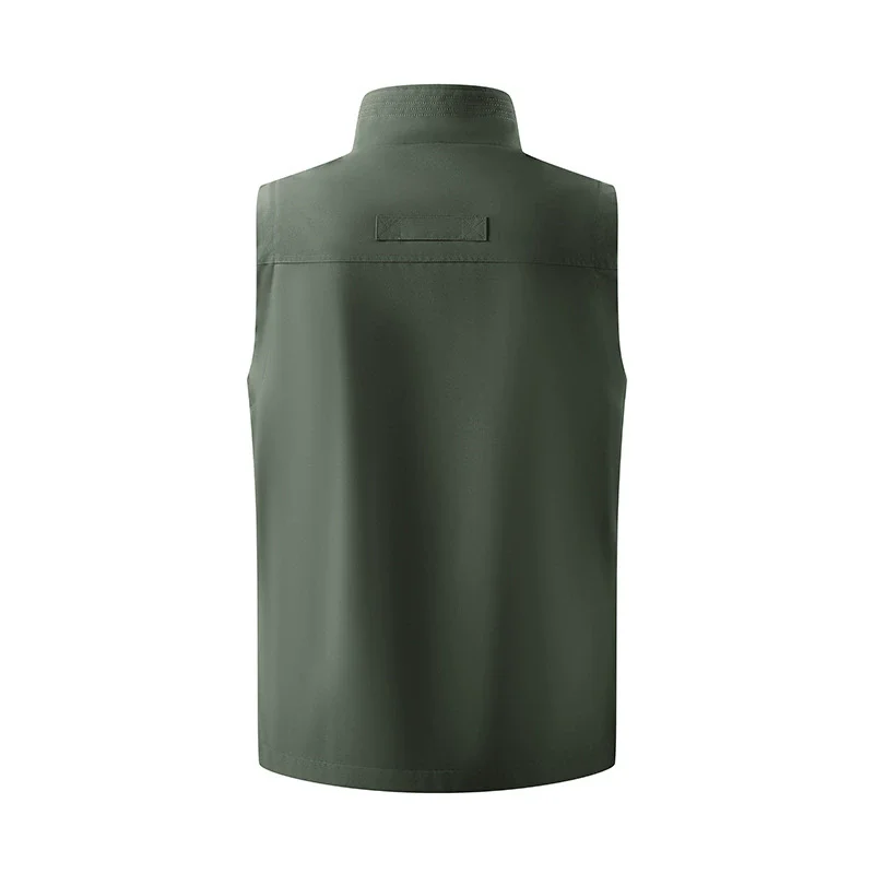 Men's Sleeveless Cargo Vest Multi-Pocket Stand Collar Lightweight Casual Workwear Fishing Hiking Photography Jacket Plus Size