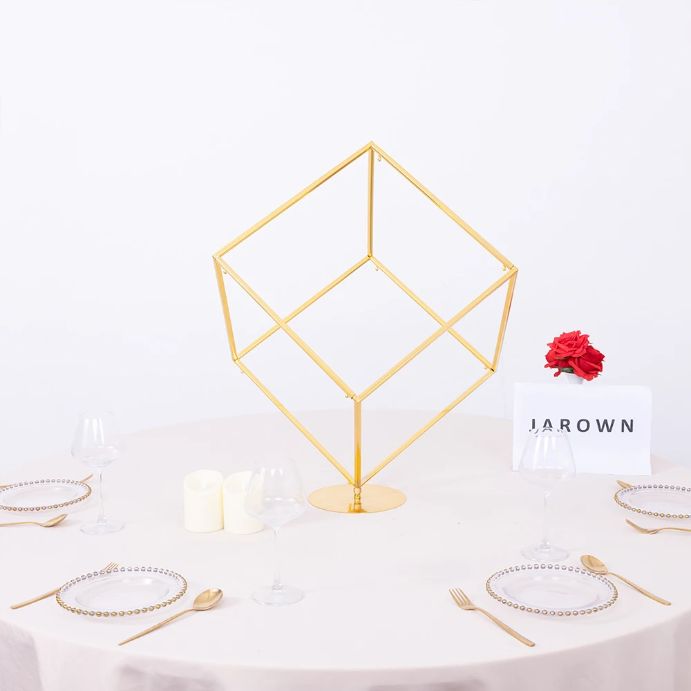 

70cm Shiny Plating Square Stand Event Main Table Decoration Mariage Backdrop Decor Props Centerpiece Cube Stand Flower Holder