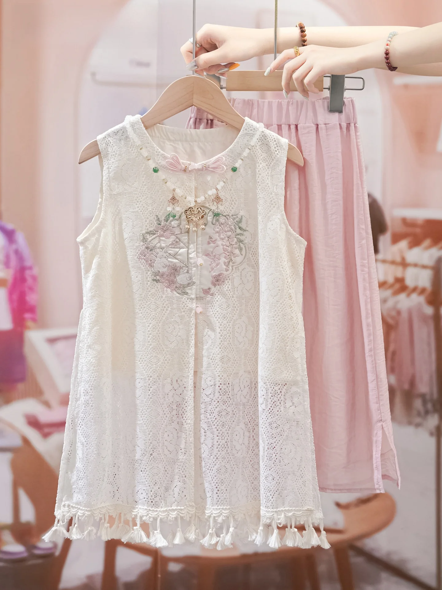 new-chinese-style-sleeveless-wide-leg-pants-set-thin-summer-children's-clothing-for-girls-la-chapelle-homme-brand