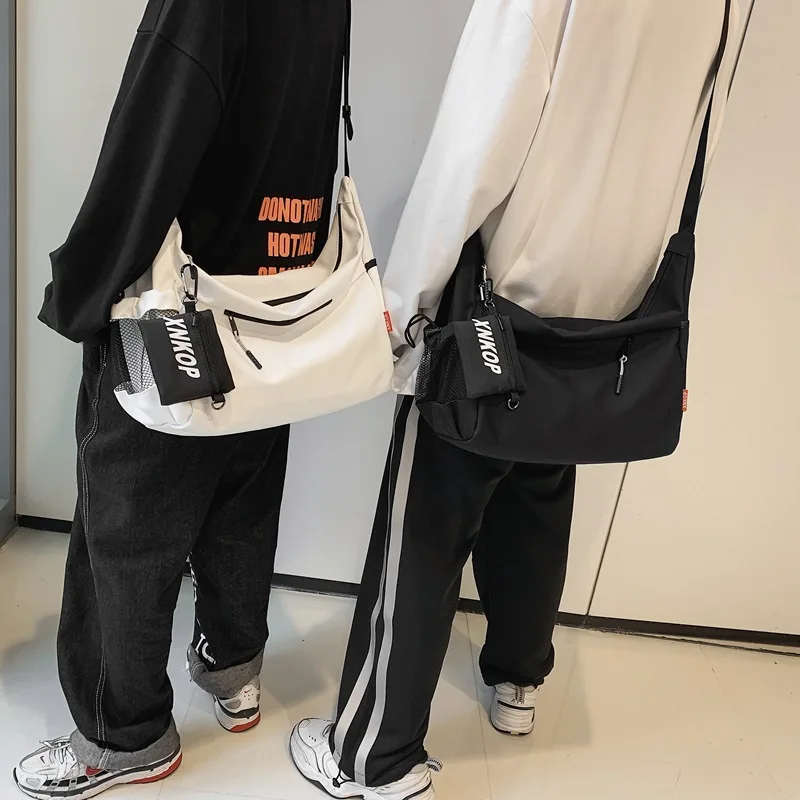 Waterproof nylon large-capacity single-shoulder bag, workwear-style couple bag, casual student cross-body backpack