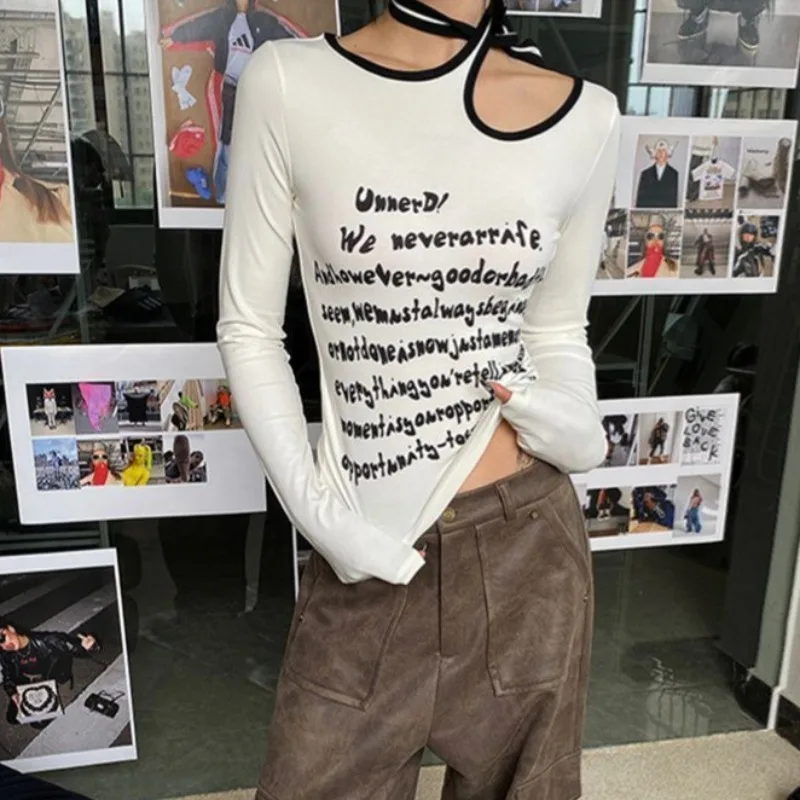 Slim Fit T-Shirts Women Hollow Out Design Trendy Attractive Popular Autumn Sexy Spicy Girls Casual Charming Long Sleeve Tops Y2k