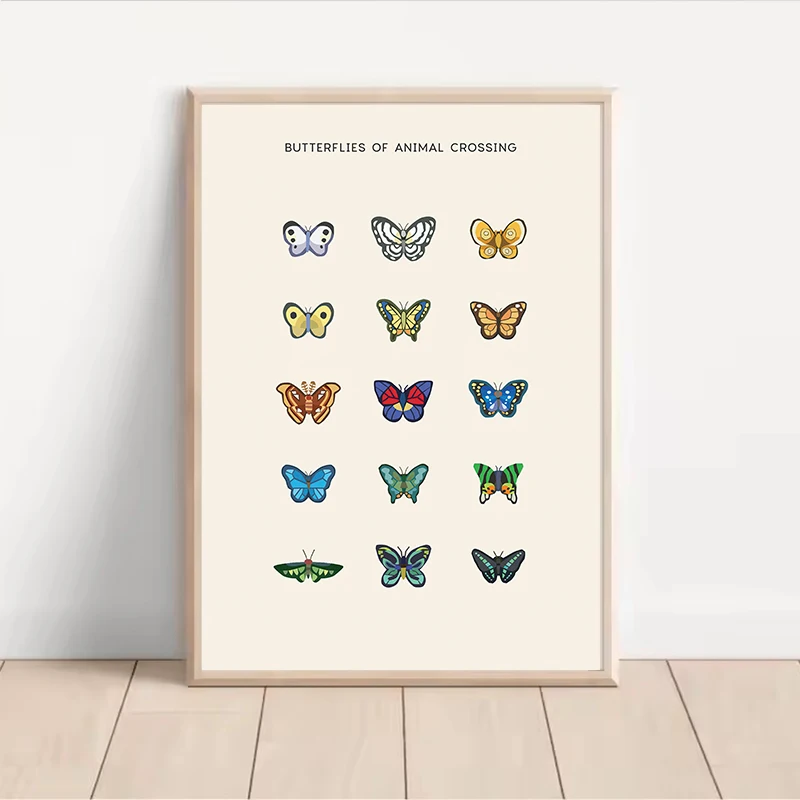 Butterflies Insects Stardew Valley Seeds Foraged Gems Minerals Poster Print Canvas Painting Wall Art Pictures Room Home Decor