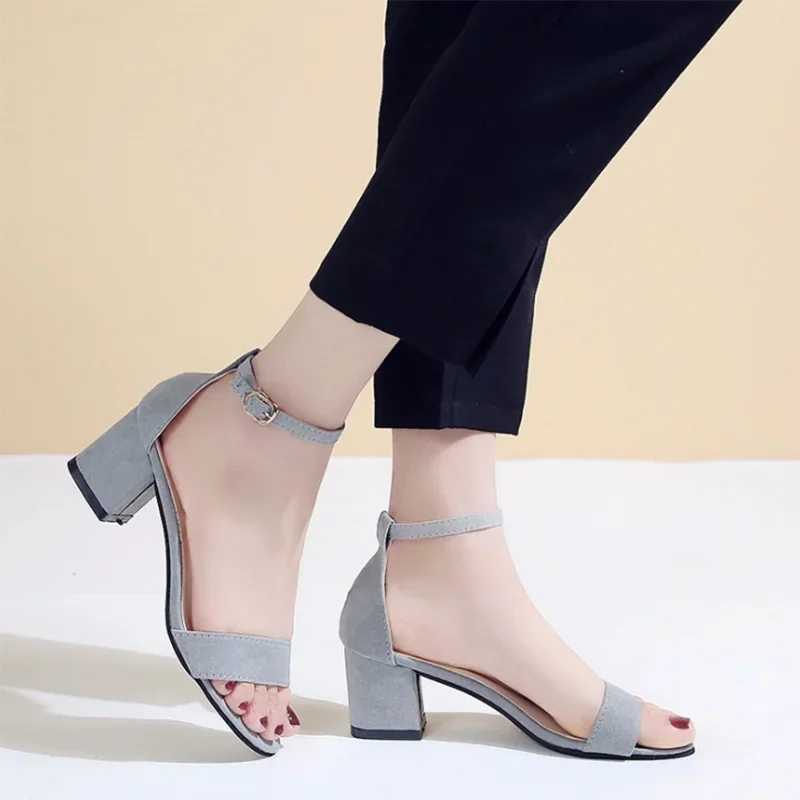 Comemore Chunky Ladies Sandals for Woman Ankle Strap Footwear 2024 Summer Women Shoes Gladiator Buckle Strap Cover Heel Fashion