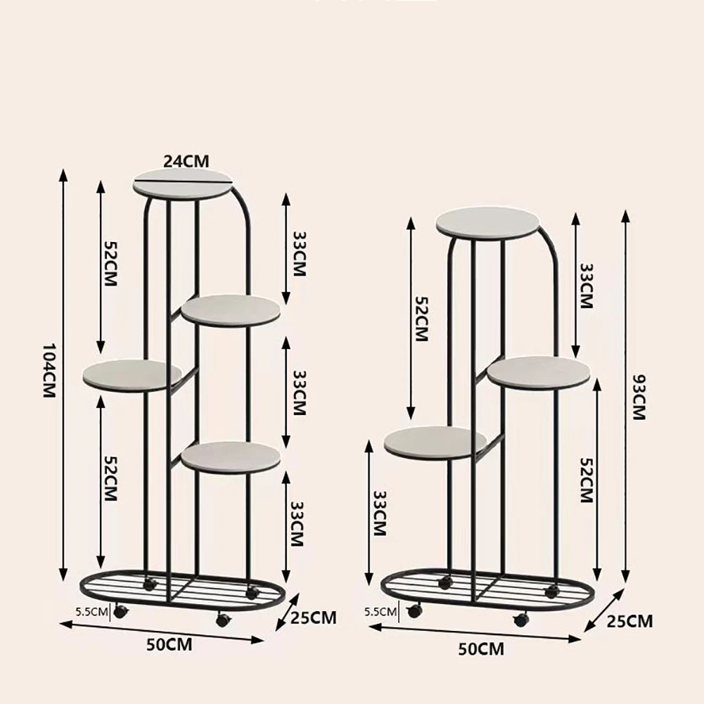 US Plant Shelving Flower Pot Holder Wrought Iron Corner Planter Rack Organizer With Wheels Plant Shelves For Balcony Garden