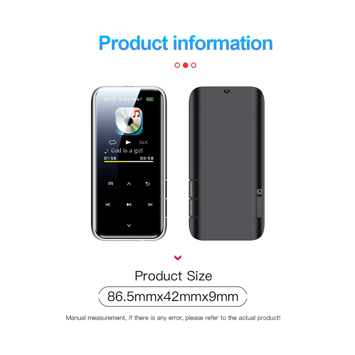 Smart MP3 Player M22 with Capacitive Touch HiFi Audio Quality Bluetooth Connection 35H Recording Time Perfect for Study & Travel