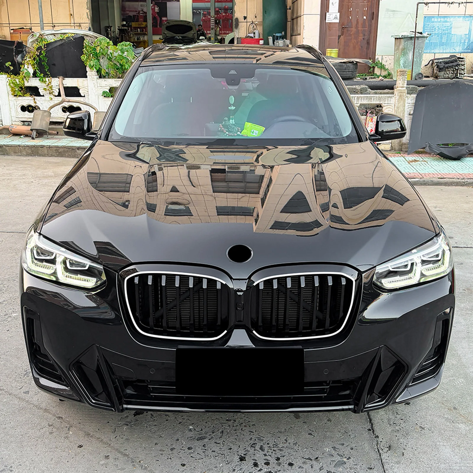 

For BMW X3 G01 X4 G02 LCI 2022-2024 Front Kidney Grille Racing Grill All Black Upper Bumper Hood Mesh Grid
