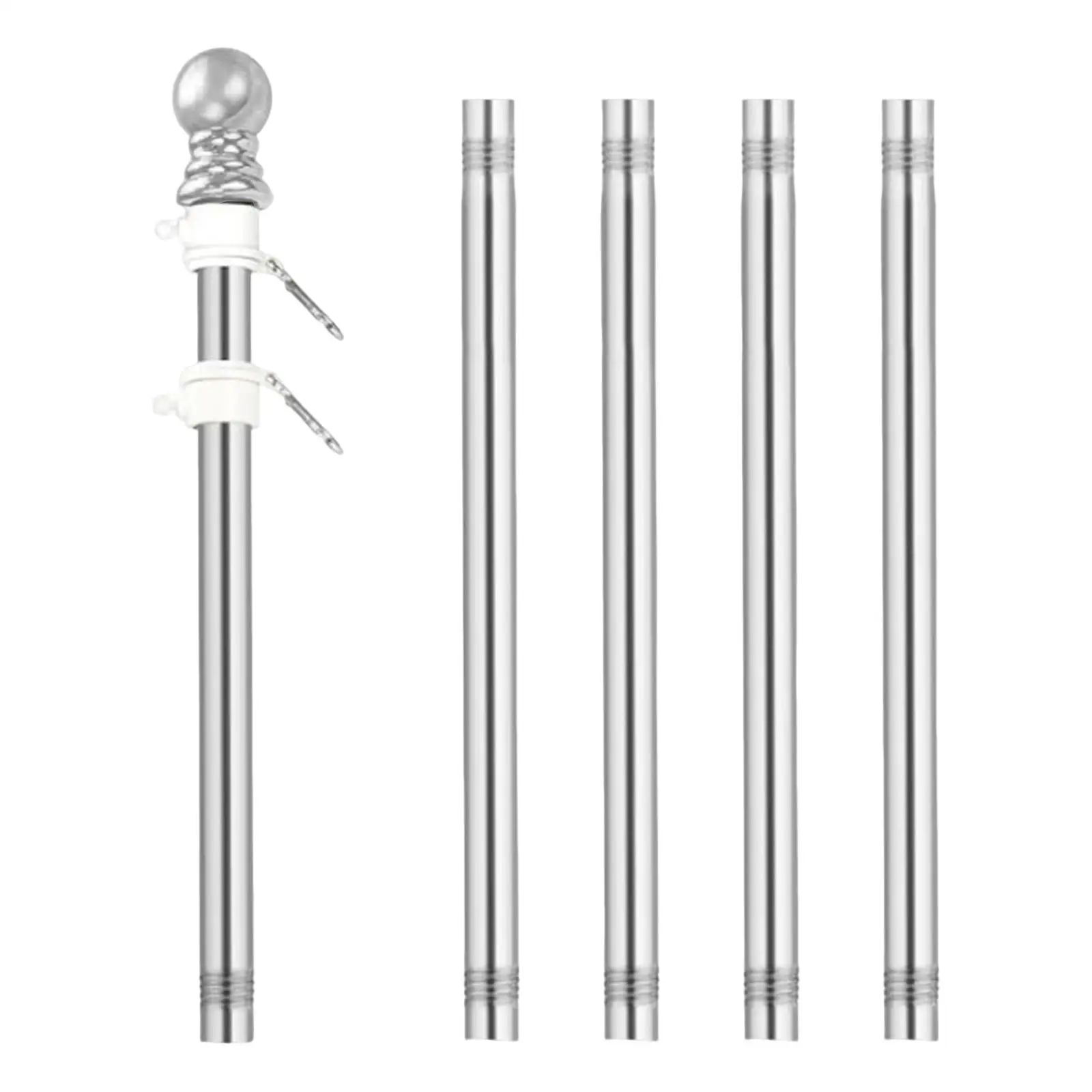 Durable Garden Flag Stand Stainless Steel Anti Rust Five Section Pole for Outdoor Christmas Welcome Flags