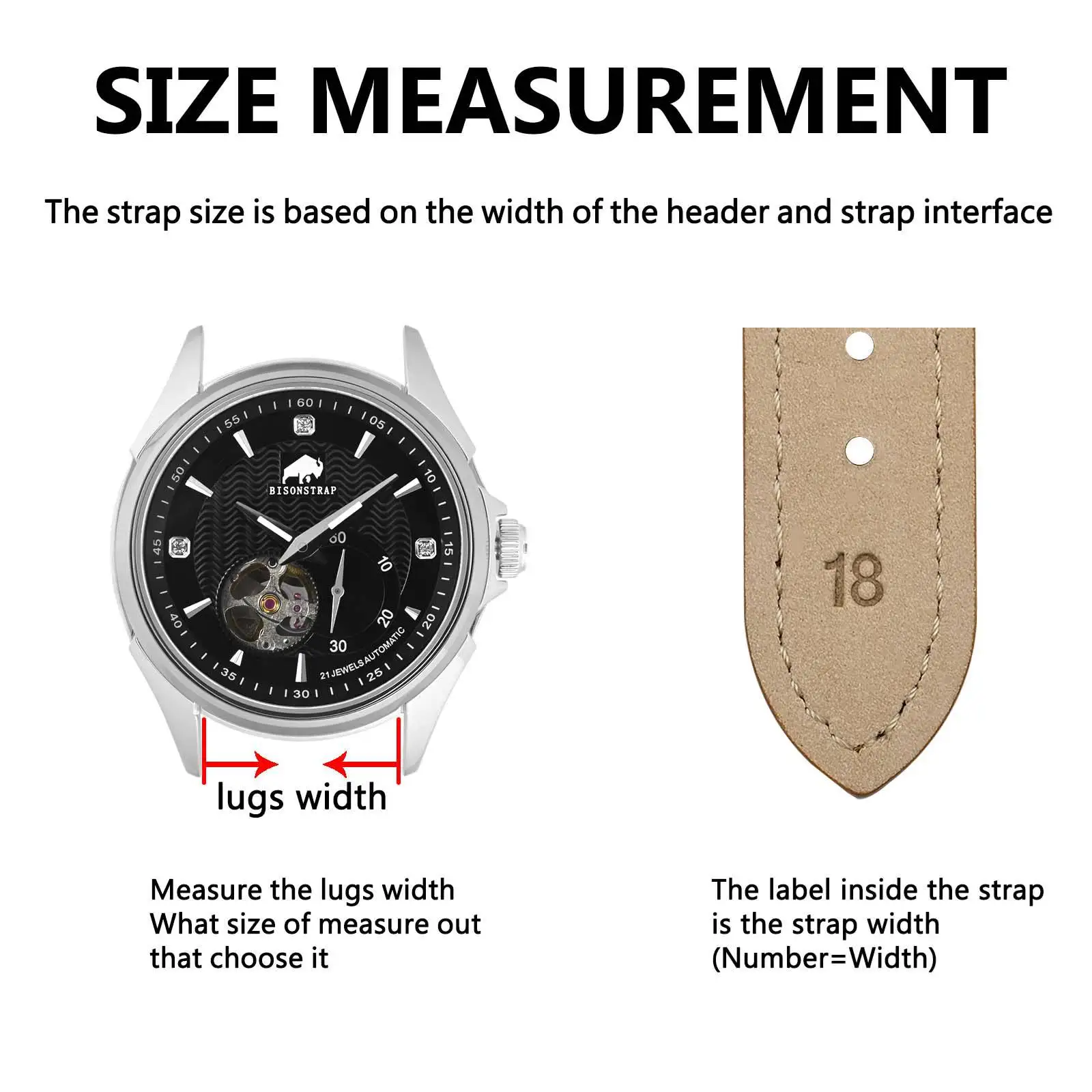 BISONTRAP Calfskin Leather Watch Strap,14mm 15mm 16mm17mm 18mm 20mm Quick Release Replaceable Band, for Women Watches