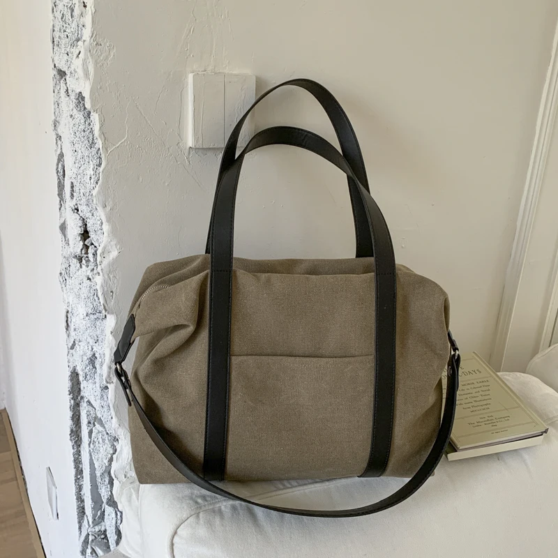 

Canvas Solid Color Fashion Shoulder Bags Large Capacity Commuting 2025 New Bags for Women Sewing Versatile Crossbody Bags