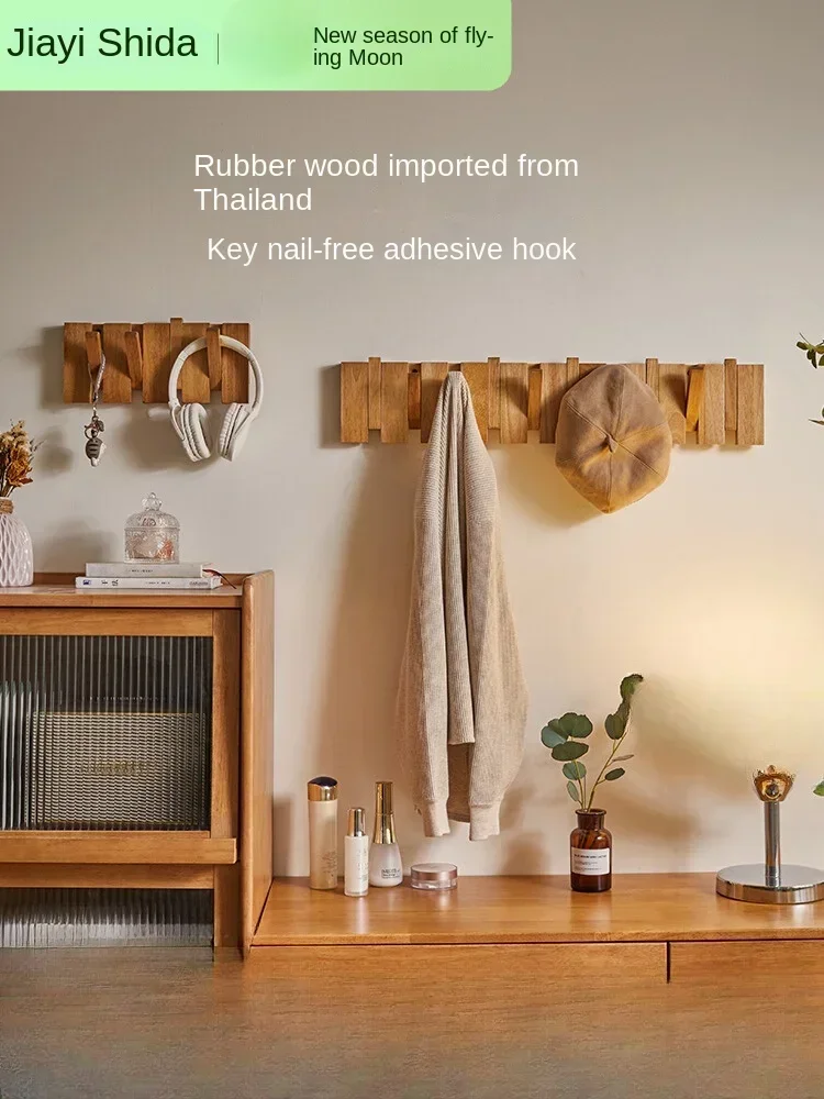 Todo o cabide de roupas de madeira maciça gancho de parede cabide gancho sem pregos gancho de casaco porta hall de entrada pendurado rack de roupas