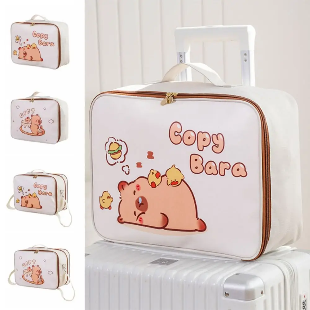 Borsa creativa del capibara del fumetto Borsone da viaggio con cerniera Kawaii Organizzatore portatile di articoli da toeletta di grande capacità