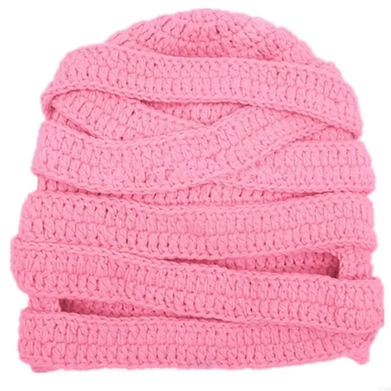 Mummy Hat Funny Balaclava Masquerade Funny Hat Knit Beanie Halloween Party Hat F3MD