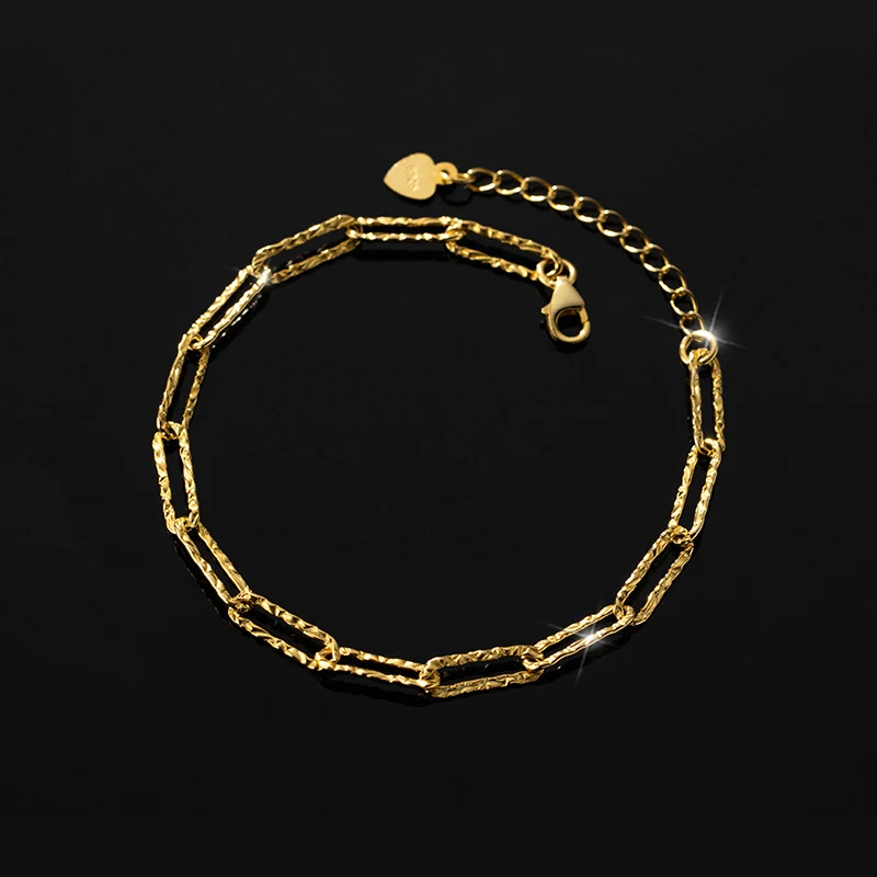 

La Monada 15.5+4cm Simple Bracelets For Women Silver 925 Interlock Ellipse Shine Sterling 925 Silver Women's Bracelet