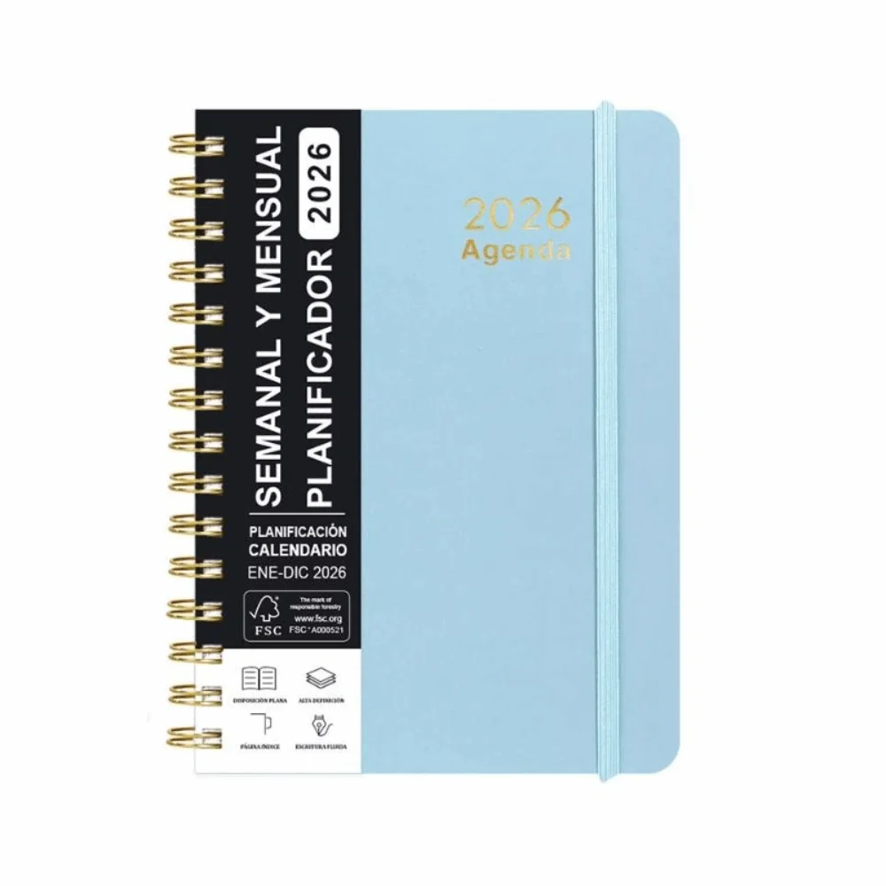 

2026 Spanish Planner a5 Notebook Essential Coil Calendar Self-Tracking Diary Book Multi Functional Daily Organizer