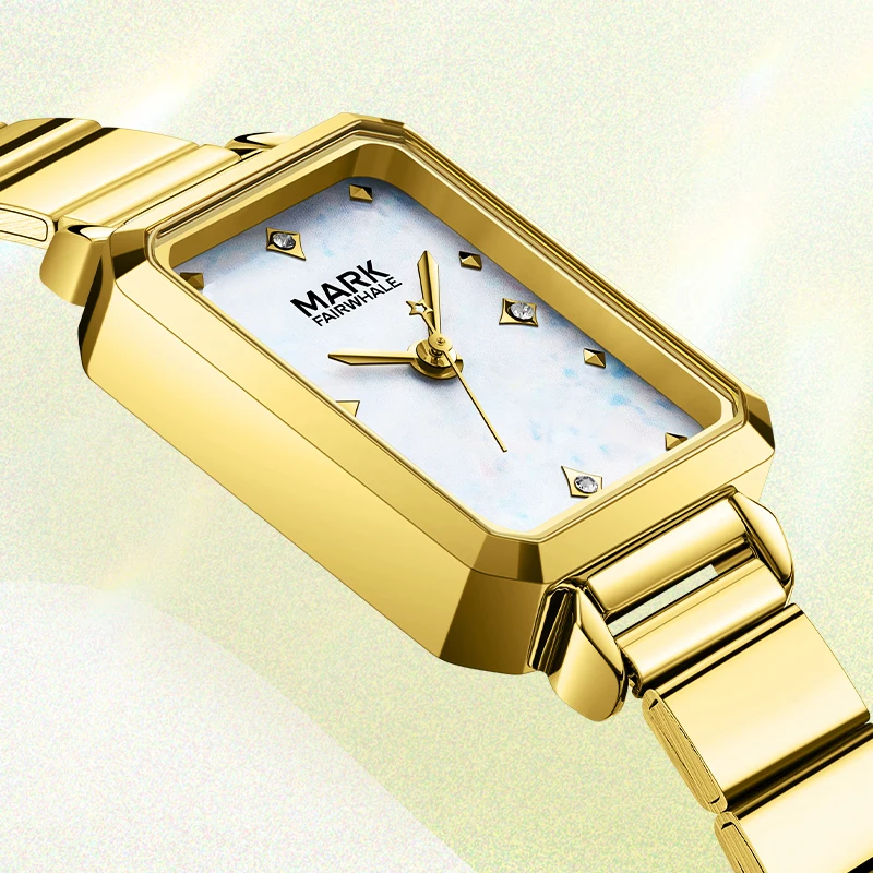 

Mark Fairwhale Simple Square Women's Watch Luxury Fashion Stainless Steel Business Quartz Wristwatch for Ladies