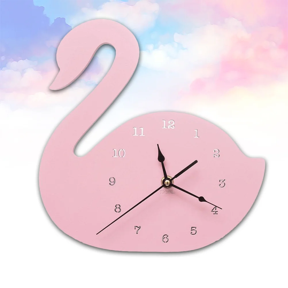 

1pc Swan Shape Silent Wall Wooden Hanging Clock No Ticking Decorative Clock For Bedroom Office Home Decoration