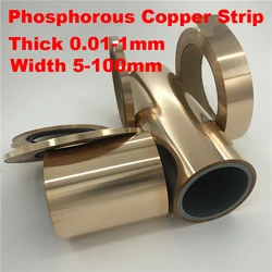 C5210 C5191 Phosphorous Copper Strip Tin Phosphor Bronze Spring Elastic Copper Tape Foil Sheet Width 5/10/20/30/40/50/100/200mm