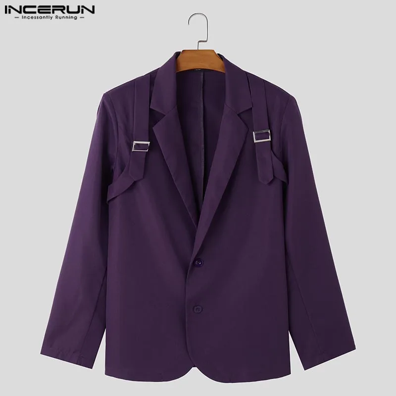 INCERUN Tops 2024 Korean Style Fashion New Men\'s Deconstruction Design Solid Suit Coat Casual Male City Walk Long Sleeved Blazer