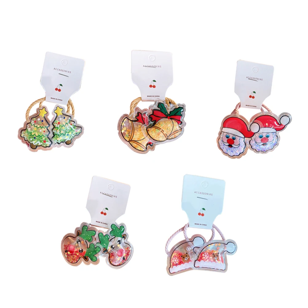 

10pcs Christmas Fabric Elastic Hair Ring Girls Headdress Accessories Bulk Christmas Hair Ties Ring Decorations Xmas Gifts