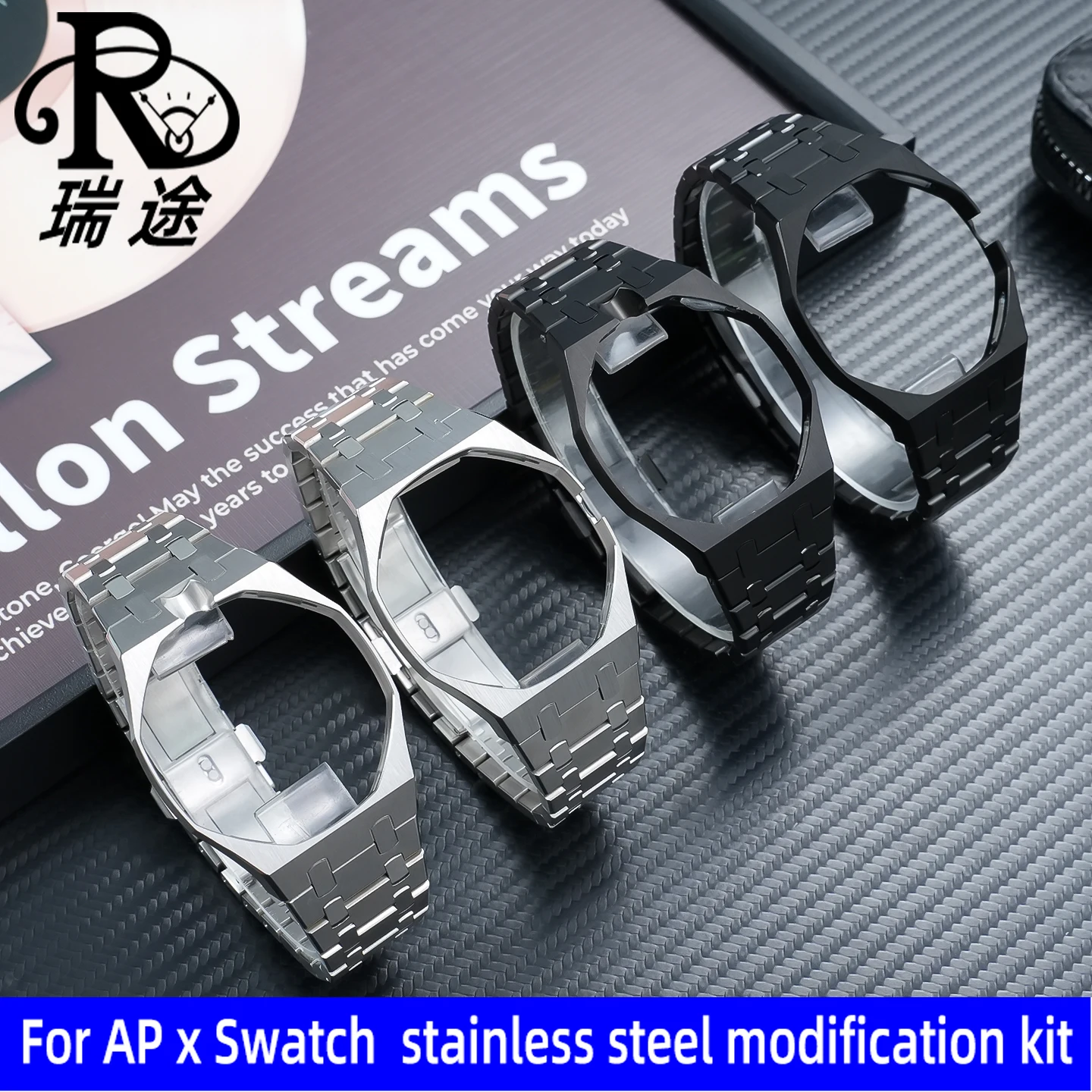Modified Luxury Stainless Steel Case Silicone Strap For Swatch X AP Royal POP Pocket Watch Transformation Wristwatch With tool