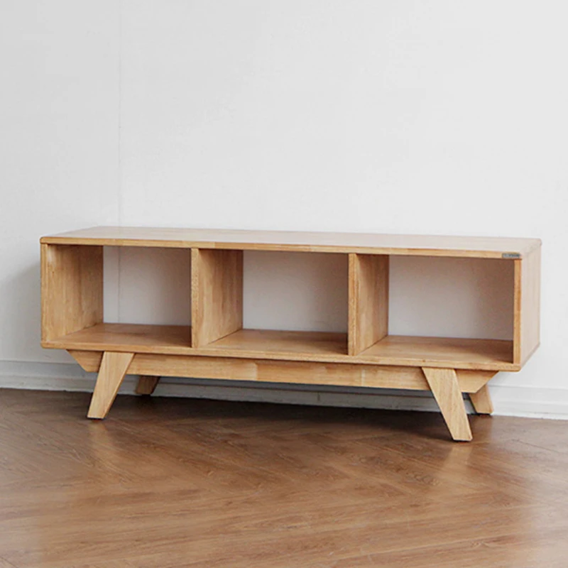 Nordic all solid wood bookcase bookshelf living room floor shelf modern simple low cabinet TV cabinet toy storage cabinet