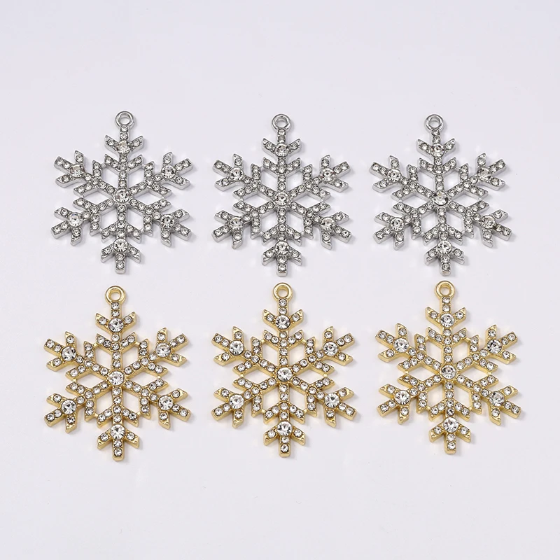 

Duarte 5Pcs/Lot Big Crystal Metal Christmas Snowflake Charms Pendants for Jewelry Making Drop Earrings Necklaces DIY Craft Gift