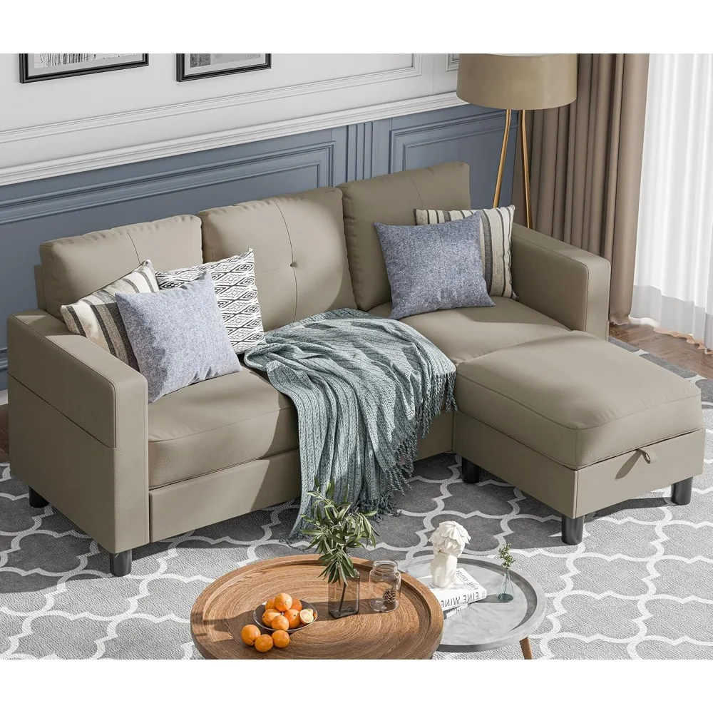 Sectional Couches for Living Room, Small L Shaped Couch Sofa with Ottoman, Convertible Sectional Sofa Set with Storage for Smal