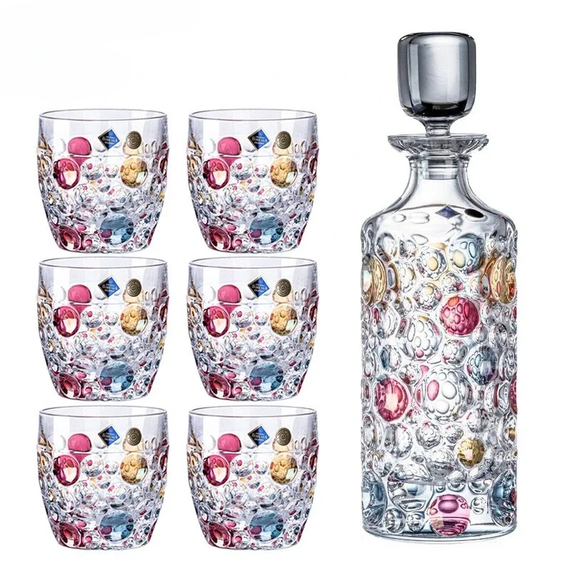 

Crystal glass whiskey cup, foreign wine glass bottle